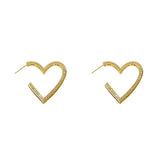 Korea Jewelry Copper Inlaid Zircon 14K Plating Love Earrings