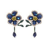 Pink Copper Zircon Flower Earrings for Prom Party