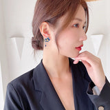 Pink Copper Zircon Flower Earrings for Prom Party