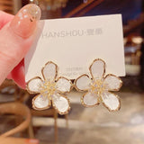 Korea Jewelry Acrylic Zircon Flower Earrings Women Wedding Party