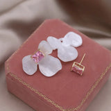 Korea Jewelry Acrylic Zircon Flower Earrings Women Wedding Party