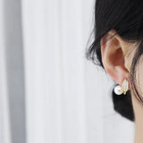 Korea Jewelry Zircon Leaf Pearl Earrings Women's Daily Work Accessories