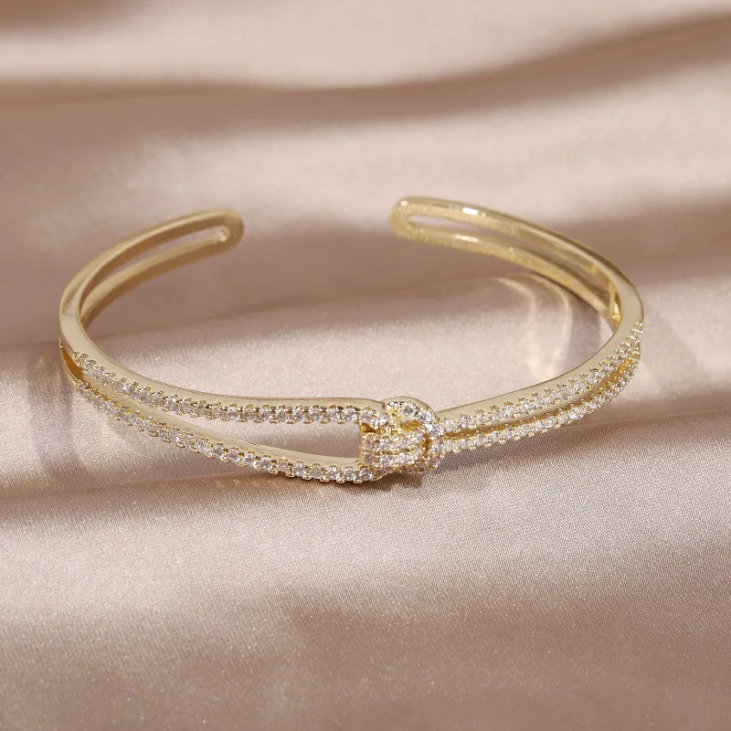 Korea Jewelry Copper Zircon Knot Bracelet Women's Party Accessories