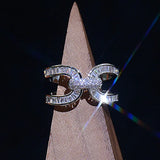 Korea Zircon Geometric Rings Women's Opening Adjustable Rings