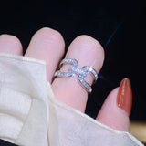 Korea Zircon Geometric Rings Women's Opening Adjustable Rings