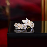 Korea Jewelry Zircon Opal Wheat Leaf Hoop Earrings Women's Accessories