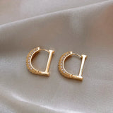 Korea Jewelry Letter D Zircon Hoop Earrings for Women