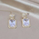 Korea Jewelry Square Zircon Leopard Earrings for Women