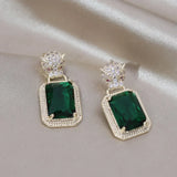 Korea Jewelry Square Zircon Leopard Earrings for Women