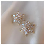 Korea Zircon 14K Plated Flower Earrings Party Wedding Accessory