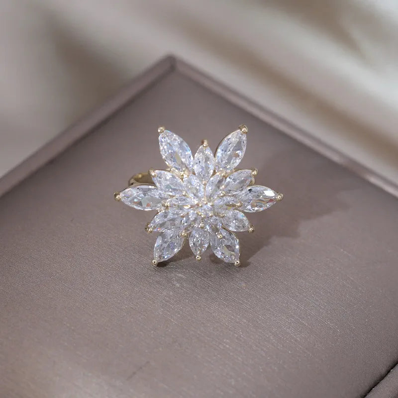 Korea Zircon 14K Plated Flower Earrings Party Wedding Accessory