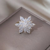 Korea Zircon 14K Plated Flower Earrings Party Wedding Accessory