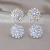 Korean Zircon Flowers 14K Plated Earrings Women Wedding Party