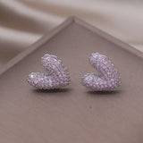 Korea Jewelry Sweet Love Pink Zircon Earrings Girl Women Party Accessories