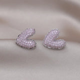 Korea Jewelry Sweet Love Pink Zircon Earrings Girl Women Party Accessories