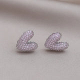 Korea Jewelry Sweet Love Pink Zircon Earrings Girl Women Party Accessories