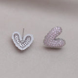 Korea Jewelry Sweet Love Pink Zircon Earrings Girl Women Party Accessories