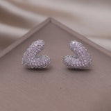 Korea Jewelry Sweet Love Pink Zircon Earrings Girl Women Party Accessories