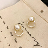 Korea Silver Cross Crystal Stud Earrings for Women
