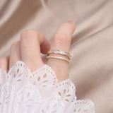 Korea Jewelry 14K Double Zircon Ring Women's Adjustable Accessory