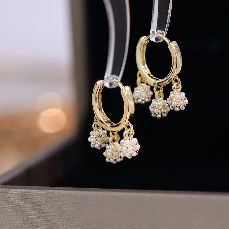 Korea Jewelry 14K Real Plating Tassel Pendant Earrings