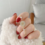 Korea Jewelry 14K Shell Camellia Bracelet Adjustable Women Gift Earrings