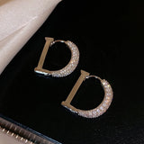 Korea Jewelry Zircon 14K Plated D Earrings Women's Accessories