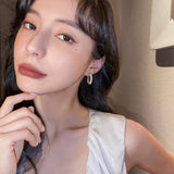 Korea Jewelry Zircon 14K Plated D Earrings Women's Accessories