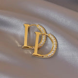 Korea Jewelry Zircon 14K Plated D Earrings Women's Accessories