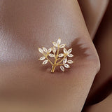 Korea Jewelry Zircon Leaf Tree Brooch Women Wedding Party Brooch