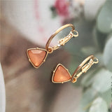 Korea Women Cat's Eye Stone Pendant Earrings