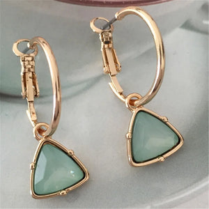 Korea Women Cat's Eye Stone Pendant Earrings