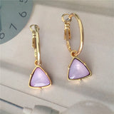 Korea Women Cat's Eye Stone Pendant Earrings