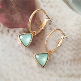 Korea Women Cat's Eye Stone Pendant Earrings
