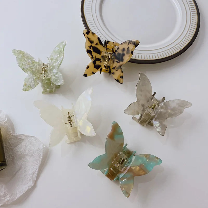Vintage Women Hairpins Acrylic Butterfly Claw Clips