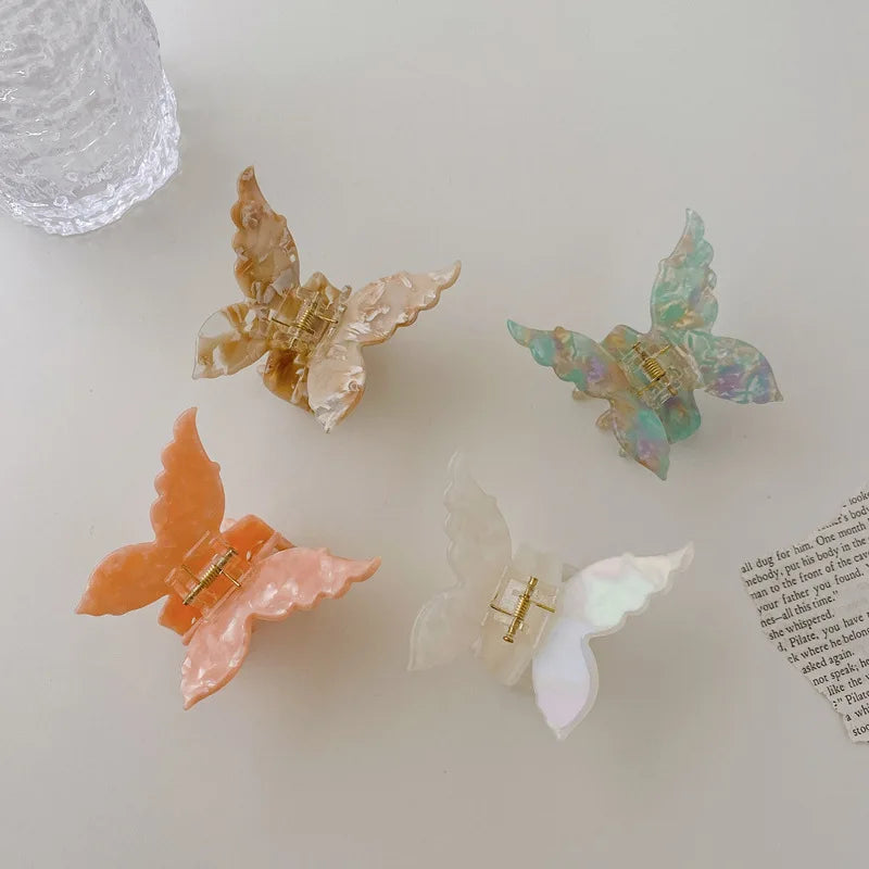 Vintage Women Hairpins Acrylic Butterfly Claw Clips