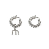 Korea 14K Real Pearl Letter M Bstud Earrings ZC Earrings