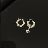 Korea 14K Real Pearl Letter M Bstud Earrings ZC Earrings