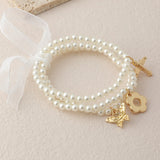 Korea Pearl Hand Chain Bracelet Set with Pendants and Ribbons