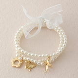 Korea Pearl Hand Chain Bracelet Set with Pendants and Ribbons