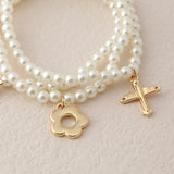 Korea Pearl Hand Chain Bracelet Set with Pendants and Ribbons