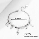 Korea Stainless Steel Musical Note Charms Bracelets Romantic Style