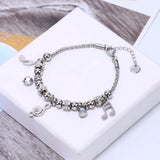 Korea Stainless Steel Musical Note Charms Bracelets Romantic Style