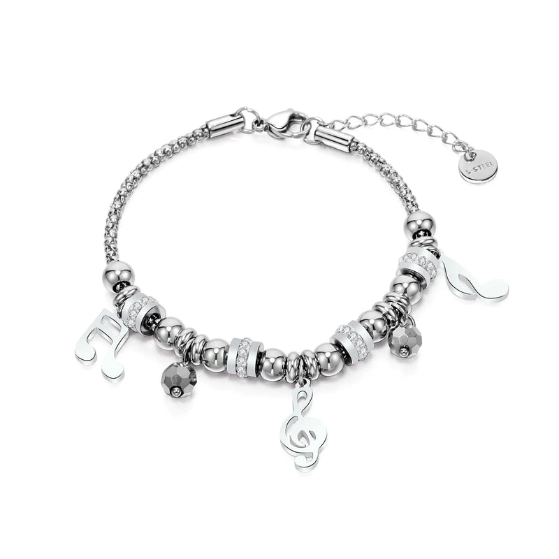 Korea Stainless Steel Musical Note Charms Bracelets Romantic Style