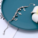 Korea Stainless Steel Musical Note Charms Bracelets Romantic Style