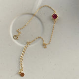 925 Silver Bracelet Red Zircon Women Jewelry