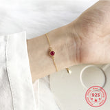 925 Silver Bracelet Red Zircon Women Jewelry