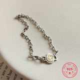 Korean Style 925 Sterling Silver Smile Face Bracelet for Women