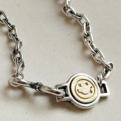Korean Style 925 Sterling Silver Smile Face Bracelet for Women