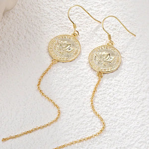 Korean Style 925 Silver Coins Tassel Earrings